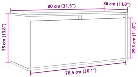 Ντουλάπι Τοίχου 80 x 30 x 35 εκ. από Μασίφ Ξύλο Πεύκου - Καφέ