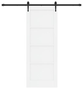 vidaXL Ολίσθητη Πόρτα με Σετ Αξεσουάρ Λευκή 78x202 εκ. Στερεό Ξύλο Πεύκου