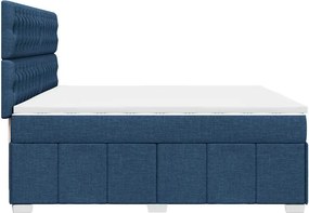 vidaXL Κρεβάτι Boxspring με Στρώμα Μπλε 200x200 εκ. Υφασμάτινο