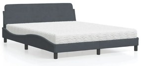 vidaXL Κρεβάτι με Στρώμα Σκούρο Γκρι 160x200 εκ. Βελούδινο