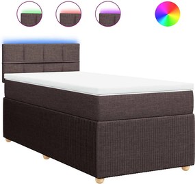 vidaXL Κρεβάτι Boxspring με Στρώμα Σκούρο Καφέ 100x200 εκ. Υφασμάτινο