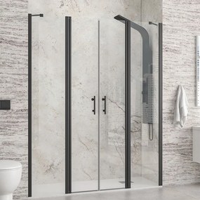 Καμπίνα Ντουζιέρας Από Τοίχο Σε Τοίχο Ανοιγόμενη Panex 700 PANN700165 6mm Clear-Black Karag 165 x200 Αλουμίνιο,Γυαλί