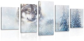 Εικόνα 5 μερών λύκος σε ένα χιονισμένο τοπίο - 200x100