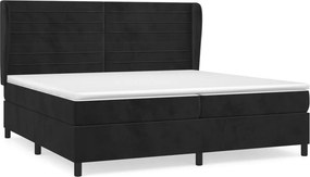 vidaXL Κρεβάτι Boxspring με Στρώμα Μαύρο 200x200 εκ. Βελούδινο