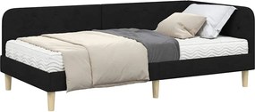 vidaXL Κρεβάτι Γωνίας Μαύρο 90 x 190 cm ύφασμα