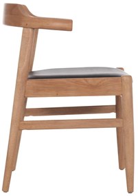 Καρέκλα Πολυθρόνα CERSEI από Rubberwood σε Light Oak &amp; PU Μαύρο 57x53x72Υεκ 2αδα 57x53x72 εκ.