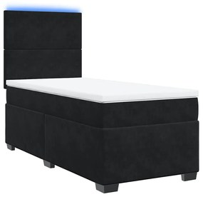 vidaXL Κρεβάτι Boxspring με Στρώμα Μαύρο 90x190 εκ. Βελούδινο