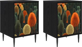 vidaXL Κομοδίνο ZAANDAM 2 τμχ. Μαύρη Δρυς 36 x 33 x 51 εκ.