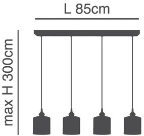 Φωτιστικό Οροφής SE21-BL-B10-4BL-SH1 ADEPT PENDANT Grey Shade Pendant+ - 51W - 100W - 77-8731