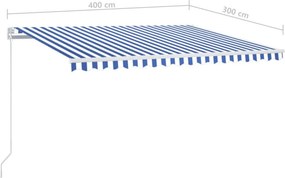 vidaXL Αναδιπλούμενη τέντα Μπλε και άσπρο 400 x 300 εκ