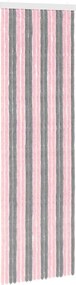 vidaXL Κουρτίνα εντόμων Chenille Ασημί Γκρι και Ροζ 56 x 185 cm