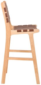 ΣΚΑΜΠΟ ΜΕΣΑΙΟΥ ΥΨΟΥΣ FELIPE TOON ΞΥΛΟ  ΦΥΣΙΚΟ ΚΑΦΕ PU 45x47x94Yεκ.