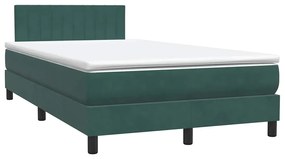 vidaXL Κρεβάτι Boxspring με Στρώμα Σκούρο Πράσινο 120x210εκ. Βελούδινο