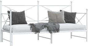 vidaXL Κρεβάτι ημέρας με καρότσα χωρίς στρώμα Λευκό 80x200 cm Ατσάλι