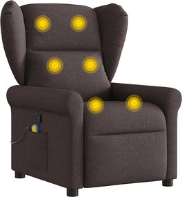 vidaXL Πολυθρόνα Μασάζ Ανακλινόμενη Σκούρο Καφέ Υφασμάτινη