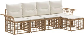 vidaXL Σειρά Καναπέ Εξωτερικού 5 pcs Φυσικό και Κρέμα Λευκό