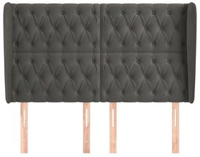 Κεφαλάρι με Πτερύγια Σκούρο Γκρι 147x23x118/128 εκ. Βελούδινο - Γκρι