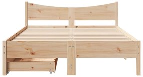 vidaXL Πλαίσιο Κρεβατιού με Συρτάρια 120x200 εκ Μασίφ Ξύλο Πεύκο