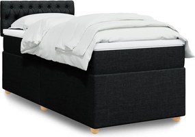 vidaXL Κρεβάτι Boxspring με Στρώμα Μαύρο 90x200 εκ. Υφασμάτινο