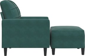 vidaXL Πολυθρόνα Σκούρο πράσινο 60 εκ. Βελούδινη με Υποπόδιο