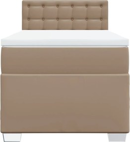 vidaXL Κρεβάτι Boxspring με Στρώμα Καπουτσίνο 90x200εκ.από Συνθ. Δέρμα