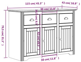 ΜΠΟΥΦΕΣ BODO ΓΚΡΙ 115,5X43X200,5 ΕΚ. ΑΠΟ ΜΑΣΙΦ ΞΥΛΟ ΠΕΥΚΟΥ 3206453