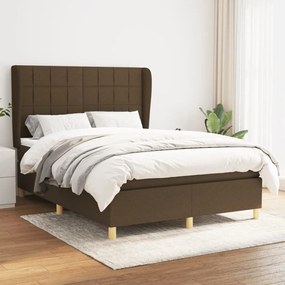Κρεβάτι Boxspring με Στρώμα Σκούρο Καφέ 140x190 εκ. Υφασμάτινο - Καφέ