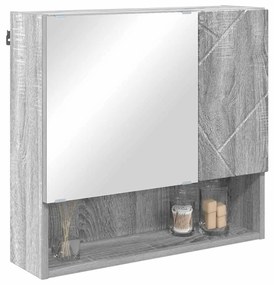 vidaXL Ντουλάπα Καθρέφτη με ράφι Επιτοίχιο Γκρι sonoma 59 x 17 x 55 cm