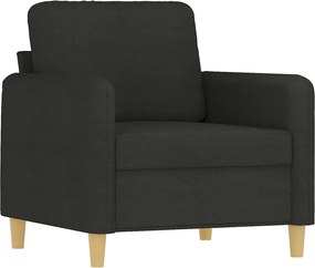 vidaXL Πολυθρόνες Σετ 3 Τεμαχίων Μαύρες από Ύφασμα με Μαξιλάρια