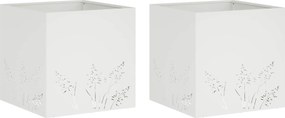 vidaXL Γλάστρα Κήπου 2 τμχ. Λευκό 50 x 50 x 49 cm