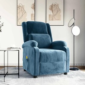 vidaXL Πολυθρόνα Μασάζ Μπλε Βελούδινη
