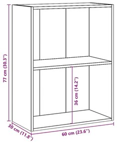 Βιβλιοθήκη με 2 Ράφια Sonoma Δρυς 60x30x76,5 εκ. Μοριοσανίδα - Καφέ