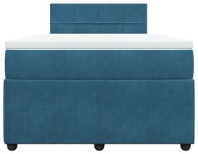vidaXL Κρεβάτι Boxspring με Στρώμα Μπλε 120x200 εκ. Βελούδινο
