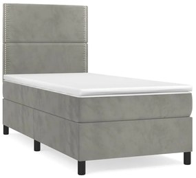 ΚΡΕΒΑΤΙ BOXSPRING ΜΕ ΣΤΡΩΜΑ ΑΝΟΙΧΤΟ ΓΚΡΙ 90X190 ΕΚ. ΒΕΛΟΥΔΙΝΟ 3142935