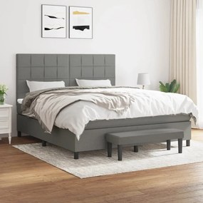 Κρεβάτι Boxspring με Στρώμα Σκούρο Γκρι 180x200 εκ Υφασμάτιν - Γκρι