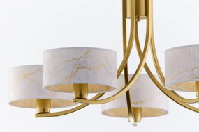 Κρεμαστό Πολύφωτο Arthur Φ75cm Χρυσό με Λευκό Ύφασμα