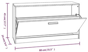 Παπουτσοθήκη Γκρι Σκυρ. 80x24x45 εκ. από Επεξεργασμένο Ξύλο - Γκρι