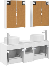 vidaXL Σετ Επίπλων Μπάνιου 5 pcs Λευκό Επεξεργασμένο Ξύλο και Γυαλί