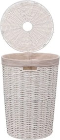 Καλάθι απλύτων 5five ψάθινο - 40L - Λευκό