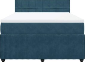 vidaXL Κρεβάτι Boxspring με Στρώμα Μπλε 160x200 εκ. Βελούδινο
