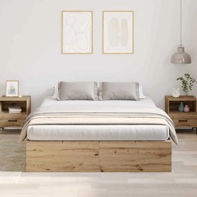 vidaXL Σκελετός Κρεβατιού artisan δρυς 140 x 190 cm Επεξεργασμένο ξύλο
