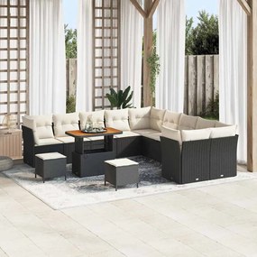 vidaXL Σετ Καναπέ Κήπου 13 pcs Μαύρο συνθετικό ρατάν