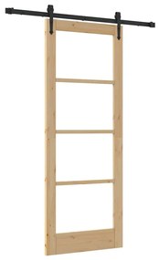 vidaXL Συρόμενη Πόρτα Χειροκίνητος Καφέ 78 x 202 εκ. Ξύλο και μέταλλο