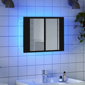 vidaXL Ντουλάπι μπάνιου με καθρέφτη Μαύρη δρυς 60 x 12 x 45 εκ.