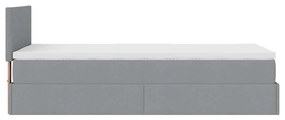 Οθωμανικό κρεβάτι με στρώμα &amp; LEDs Ανοιχτό γκρι 90x190cm ύφασμα 3312187