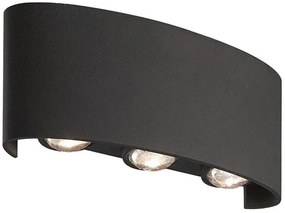 POWERTECH LED φωτιστικό τοίχου HLL-0161, 6W, 4000K, 480lm, IP65, μαύρο