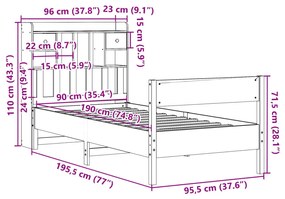 ΚΡΕΒΑΤΙ ΒΙΒΛΙΟΘΗΚΗ ΧΩΡΙΣ ΣΤΡΩΜΑ 90X190 ΕΚ ΜΑΣΙΦ ΞΥΛΟ ΠΕΥΚΟΥ 3323049