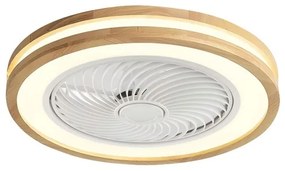 Eurolamp Ανεμιστήρας Οροφής Φ50cm DC15w Με Φως LED CCT 41w Και Τηλεχειριστήριο Λευκό Με Ξύλο 300-25072