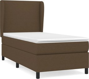 vidaXL Κρεβάτι Boxspring με Στρώμα Σκούρο Καφέ 100x200 εκ. Υφασμάτινο
