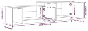 Έπιπλο Τηλεόρασης Γυαλιστερό Λευκό 158,5x36x45 εκ. Επεξ. Ξύλο - Λευκό